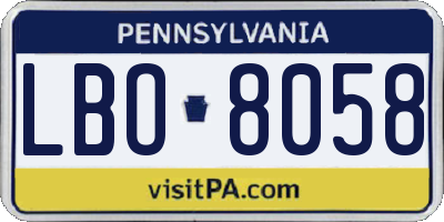 PA license plate LBO8058