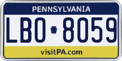 PA license plate LBO8059