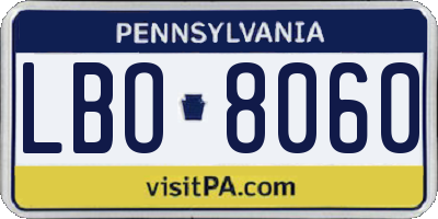 PA license plate LBO8060
