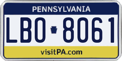 PA license plate LBO8061