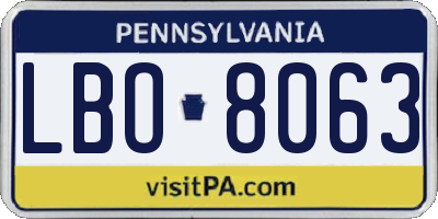 PA license plate LBO8063