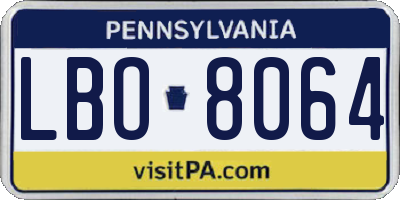PA license plate LBO8064