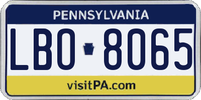 PA license plate LBO8065
