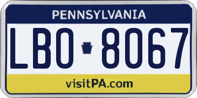 PA license plate LBO8067