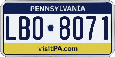 PA license plate LBO8071