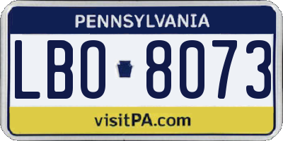 PA license plate LBO8073