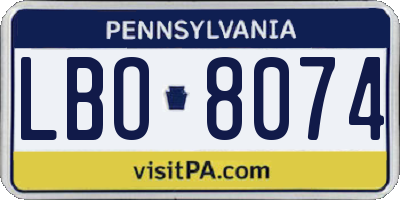 PA license plate LBO8074
