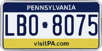 PA license plate LBO8075