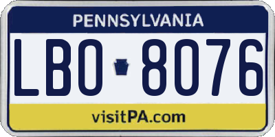 PA license plate LBO8076