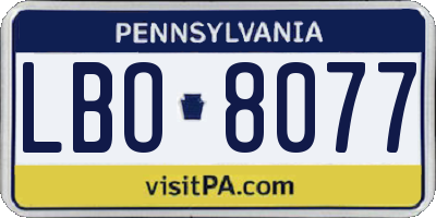 PA license plate LBO8077