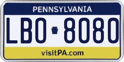 PA license plate LBO8080