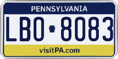 PA license plate LBO8083