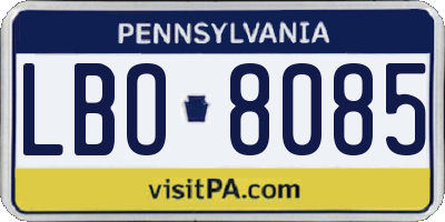 PA license plate LBO8085