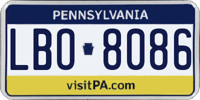 PA license plate LBO8086