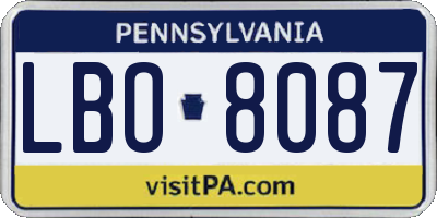 PA license plate LBO8087