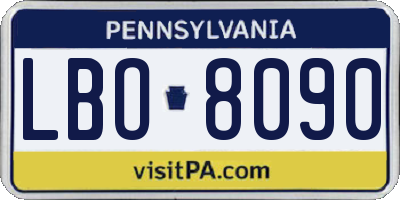PA license plate LBO8090