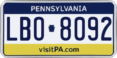 PA license plate LBO8092