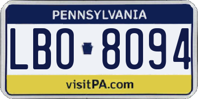 PA license plate LBO8094