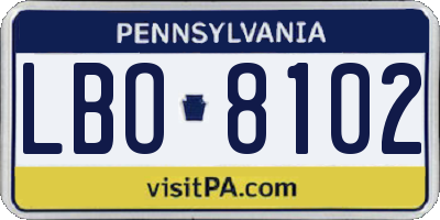 PA license plate LBO8102