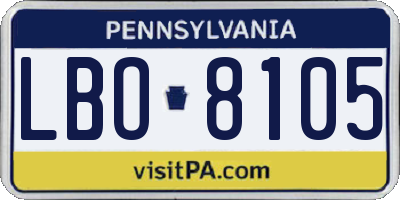 PA license plate LBO8105
