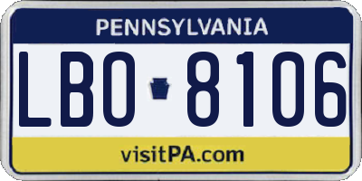 PA license plate LBO8106