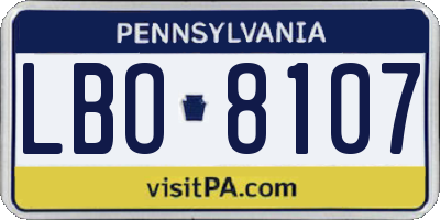 PA license plate LBO8107