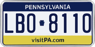 PA license plate LBO8110