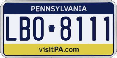 PA license plate LBO8111