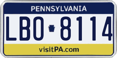 PA license plate LBO8114