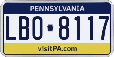 PA license plate LBO8117