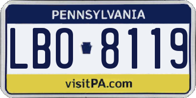 PA license plate LBO8119