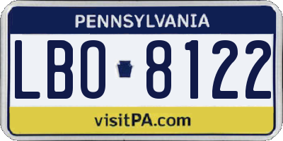 PA license plate LBO8122