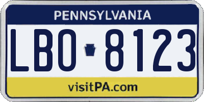 PA license plate LBO8123
