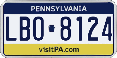 PA license plate LBO8124