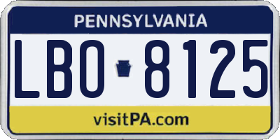PA license plate LBO8125
