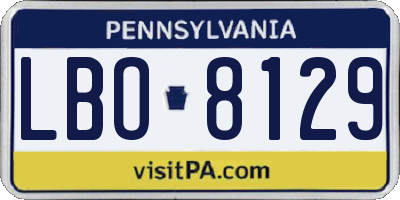 PA license plate LBO8129