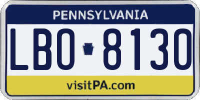 PA license plate LBO8130