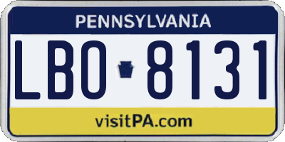PA license plate LBO8131