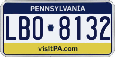 PA license plate LBO8132