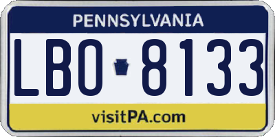 PA license plate LBO8133