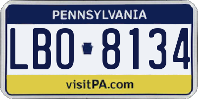 PA license plate LBO8134
