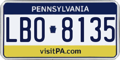 PA license plate LBO8135