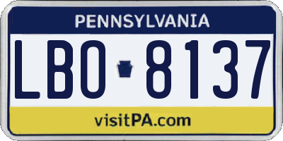 PA license plate LBO8137