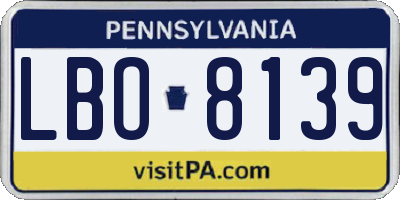 PA license plate LBO8139
