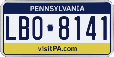 PA license plate LBO8141