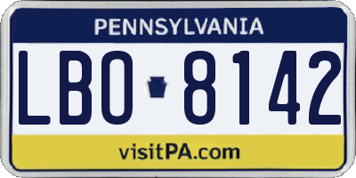 PA license plate LBO8142