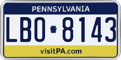 PA license plate LBO8143