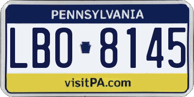 PA license plate LBO8145