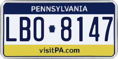 PA license plate LBO8147