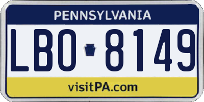 PA license plate LBO8149